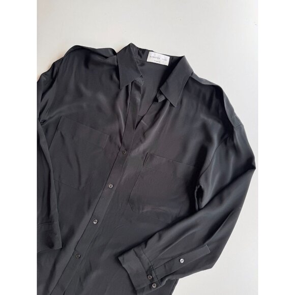 Aritzia BABATON 1-01 Black Silk Crepe Button Up Shirt Shirt Dress, Size S - Picture 6 of 14